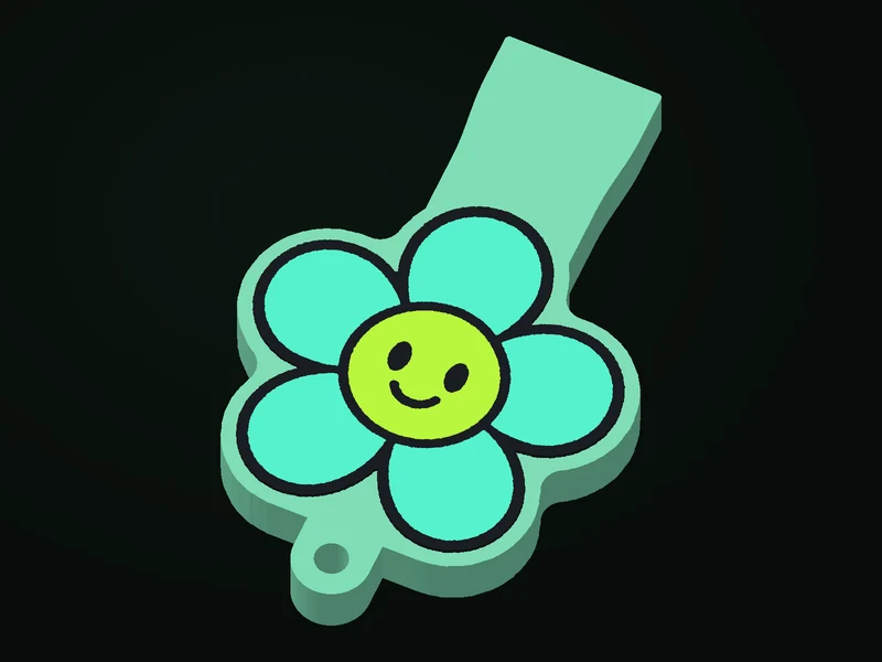 Actual Bloom-shaped beverage-tab opener with a mint sleeve head and raised lime flower artwork.